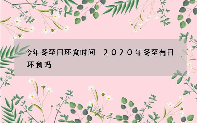 今年冬至日环食时间 2020年冬至有日环食吗